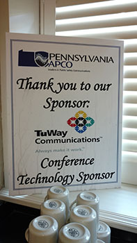 TuWay sponsor sign at APCO event in Lancaster, PA