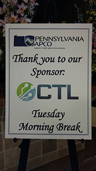CTL sponsor sign at APCO event in Lancaster, PA